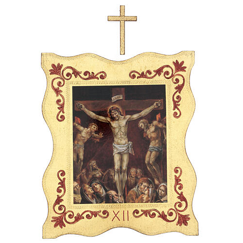 Way of the Cross printed on wood with framed border, 15 stations 40x30 cm 12