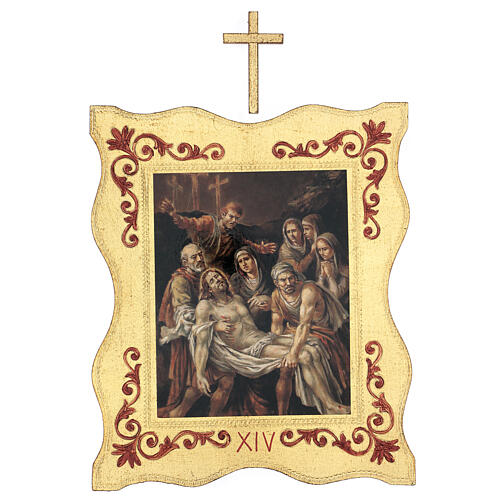 Way of the Cross printed on wood with framed border, 15 stations 40x30 cm 14