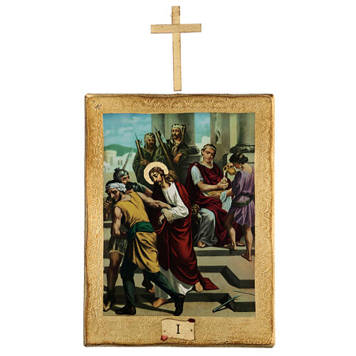 Way of the Cross, 15 stations, printed on wood 30x25 cm 1