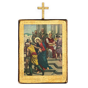 Vía Crucis: Via Crucis estaciones madera impreso 30x25 cm