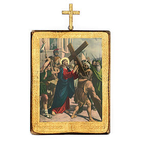 Vía Crucis: Via Crucis estaciones madera impreso 30x25 cm