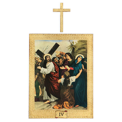 Vía Crucis impreso madera 15 estaciones con cruces 30x25 cm 4