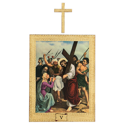 Vía Crucis impreso madera 15 estaciones con cruces 30x25 cm 5