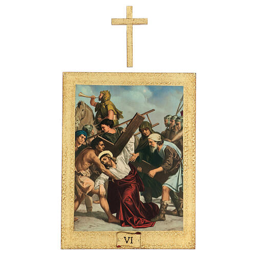 Vía Crucis impreso madera 15 estaciones con cruces 30x25 cm 6
