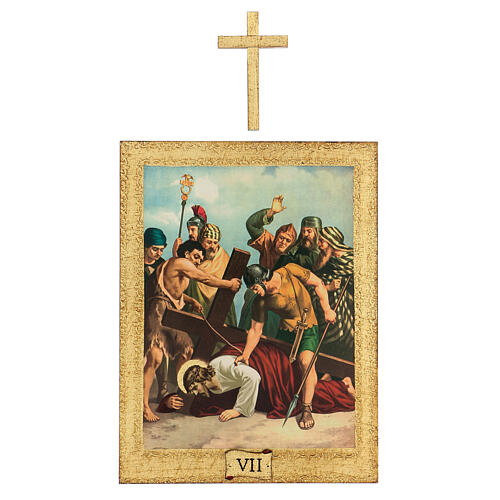 Vía Crucis impreso madera 15 estaciones con cruces 30x25 cm 7