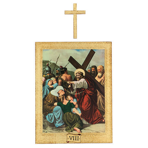 Vía Crucis impreso madera 15 estaciones con cruces 30x25 cm 8