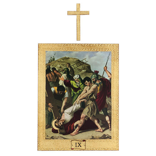 Vía Crucis impreso madera 15 estaciones con cruces 30x25 cm 9