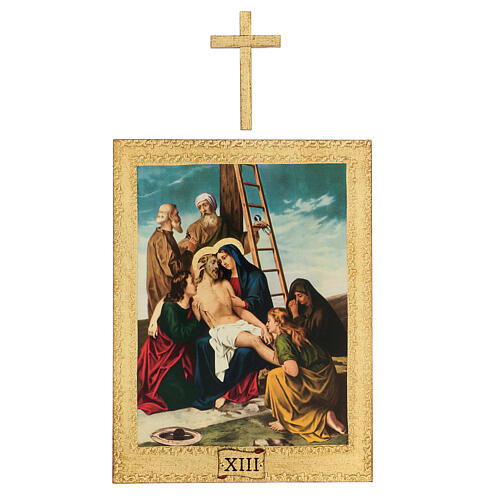 Vía Crucis impreso madera 15 estaciones con cruces 30x25 cm 13
