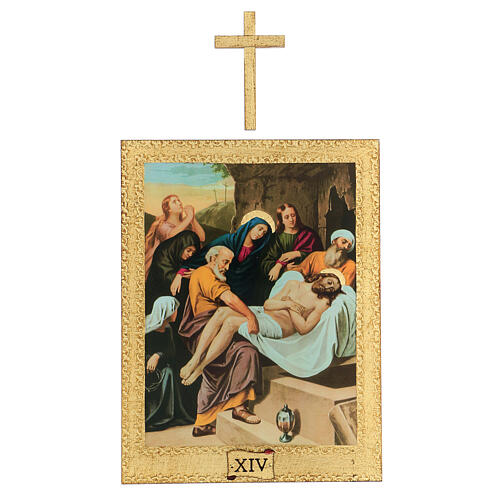 Vía Crucis impreso madera 15 estaciones con cruces 30x25 cm 14