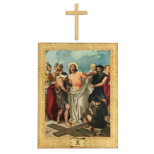 Stations of the Cross printed on wood, 15 stations with cross 30x25 cm 10