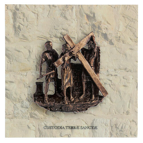 Vía Crucis 14 estaciones cuadritos impresión 17x17 cm Forex 3D Vía Dolorosa 4