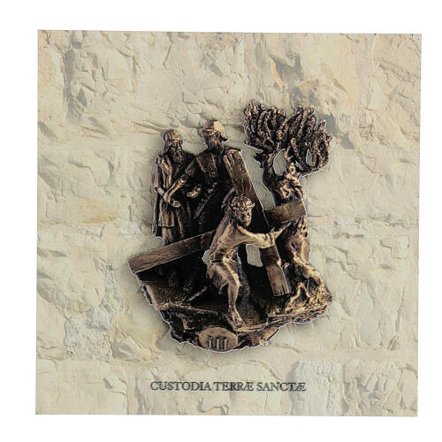 Vía Crucis 14 estaciones cuadritos impresión 17x17 cm Forex 3D Vía Dolorosa 5