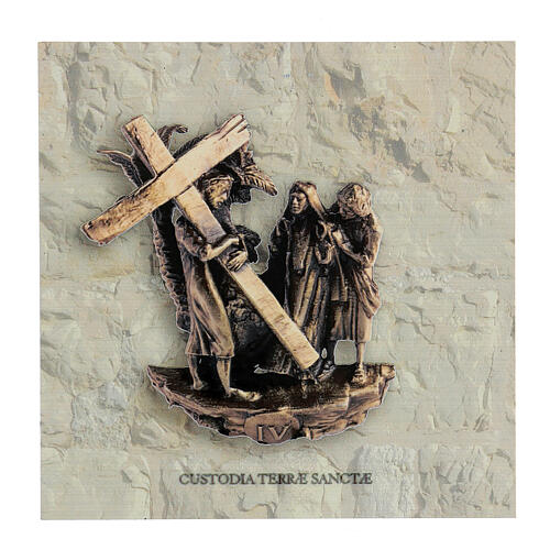 Vía Crucis 14 estaciones cuadritos impresión 17x17 cm Forex 3D Vía Dolorosa 6