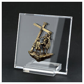 Bronze and plexiglass Way of the Cross, 14 stations, 15 cm