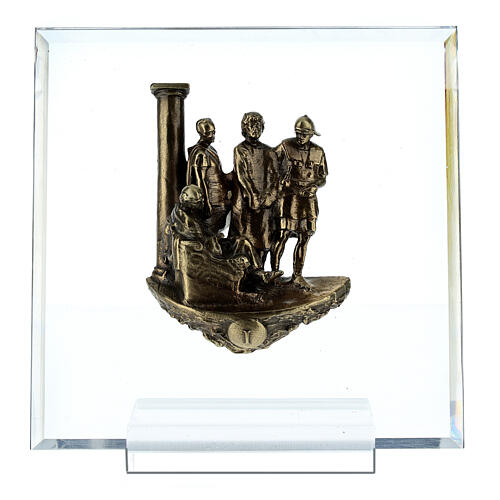 Bronze and plexiglass Way of the Cross, 14 stations, 15 cm 1