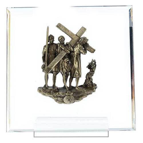 Bronze and plexiglass Way of the Cross, 14 stations, 15 cm 6