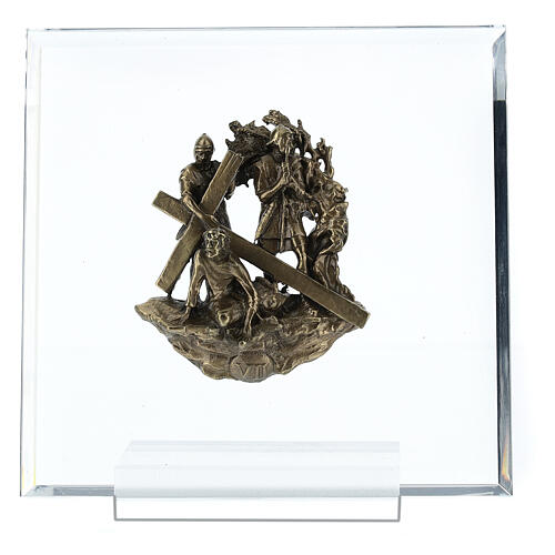Bronze and plexiglass Way of the Cross, 14 stations, 15 cm 8