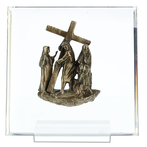 Bronze and plexiglass Way of the Cross, 14 stations, 15 cm 9
