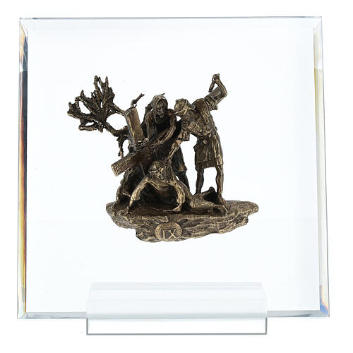 Bronze and plexiglass Way of the Cross, 14 stations, 15 cm 10