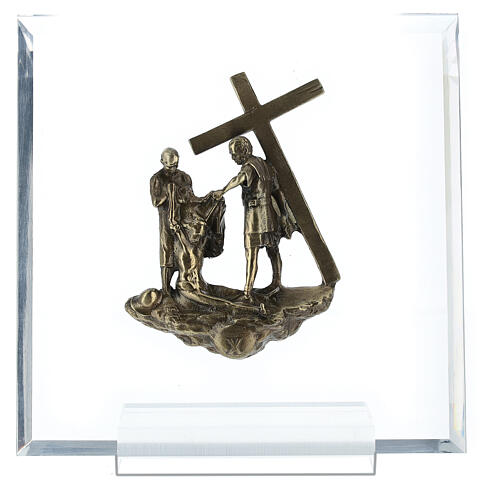 Bronze and plexiglass Way of the Cross, 14 stations, 15 cm 11