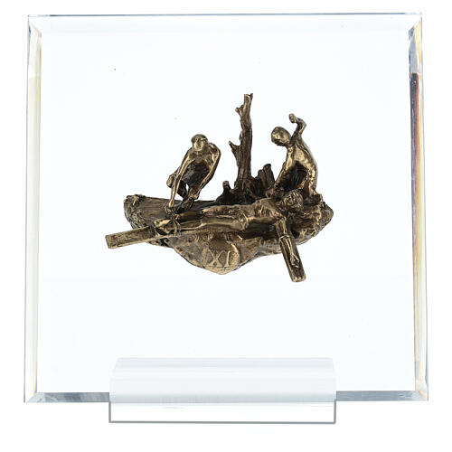 Bronze and plexiglass Way of the Cross, 14 stations, 15 cm 12
