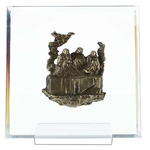 Bronze and plexiglass Way of the Cross, 14 stations, 15 cm 15