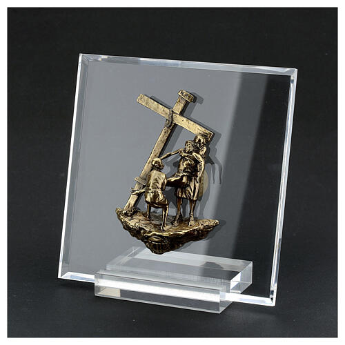 Vía Crucis 14 estaciones bronce y plexiglás h 15 cm Vía Dolorosa 2
