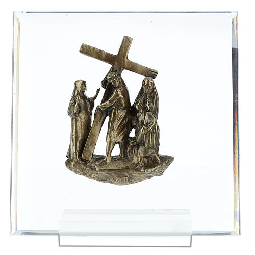 Vía Crucis 14 estaciones bronce y plexiglás h 15 cm Vía Dolorosa 9