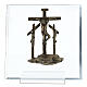 Vía Crucis 14 estaciones bronce y plexiglás h 15 cm Vía Dolorosa s13