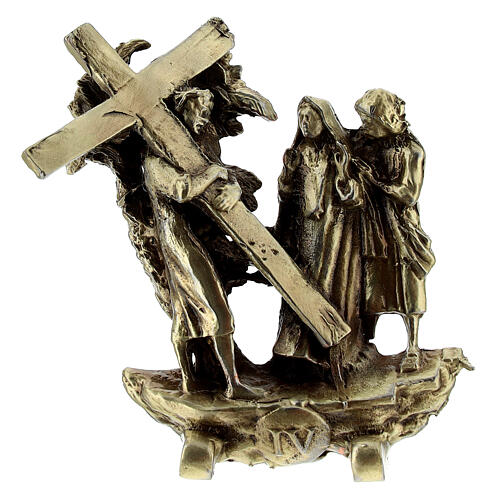 Brass plated alloy Way of the Cross, 14 standing stations, 7 cm 7