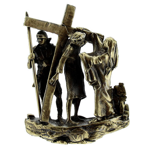Brass plated alloy Way of the Cross, 14 standing stations, 7 cm 9
