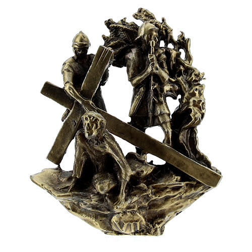 Brass plated alloy Way of the Cross, 14 standing stations, 7 cm 10