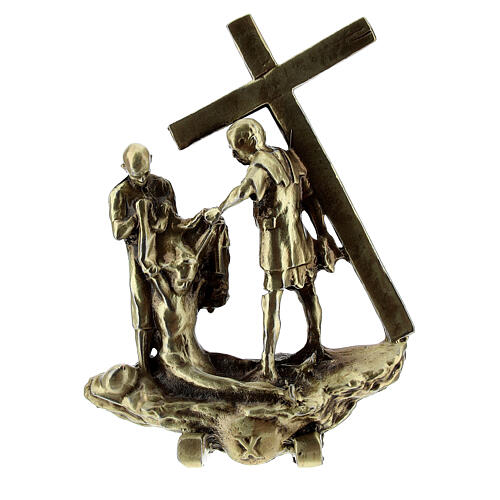 Brass plated alloy Way of the Cross, 14 standing stations, 7 cm 13