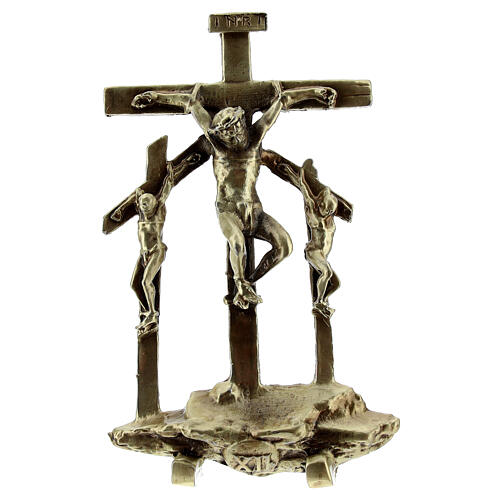Brass plated alloy Way of the Cross, 14 standing stations, 7 cm 15