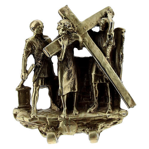 Vía Dolorosa aleación de latón 14 estaciones pie Vía Crucis 7,5 cm 5