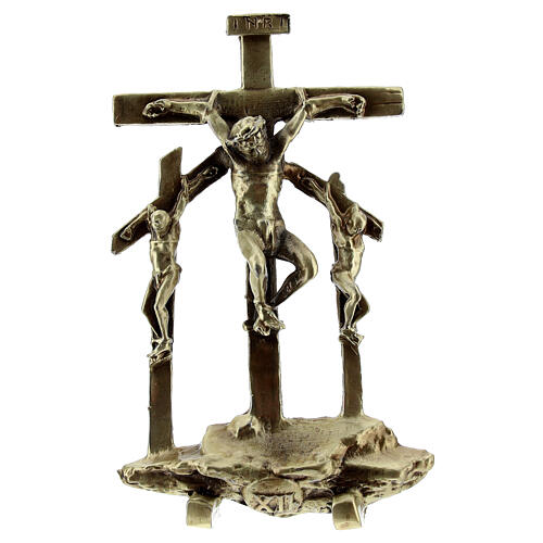 Vía Dolorosa aleación de latón 14 estaciones pie Vía Crucis 7,5 cm 15