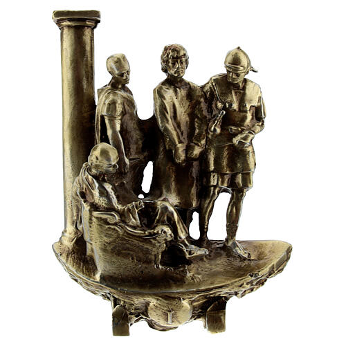 Via Crucis 14 stations brass-plated alloy base support 7 cm 1