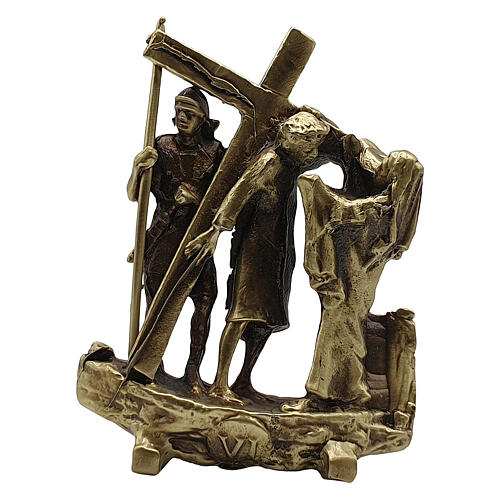 14 Stazioni Via Crucis bronzo piedino Via Dolorosa h 7 cm 6