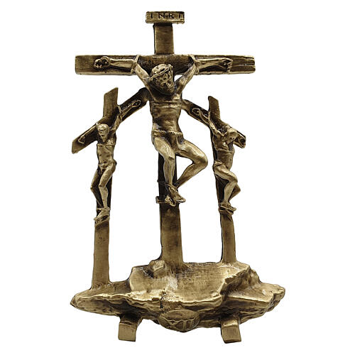 14 Stazioni Via Crucis bronzo piedino Via Dolorosa h 7 cm 12