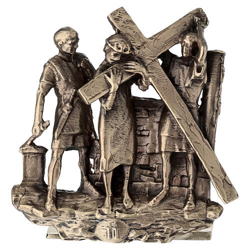 14 Stacji Drogi Krzyżowej brąz nóżki Via Dolorosa wys. 7 cm 3