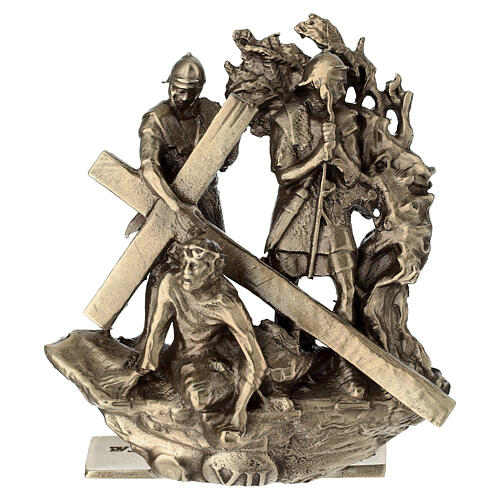 Via Sacra bronze 14 estações de mesa Via Dolorosa h 7 cm 8