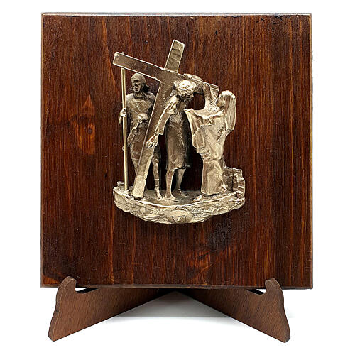 Way of the Cross with 14 stations, bronze on wood, 7 cm 6