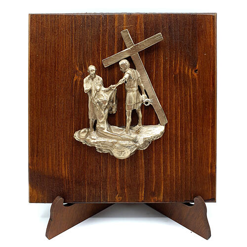 Way of the Cross with 14 stations, bronze on wood, 7 cm 10