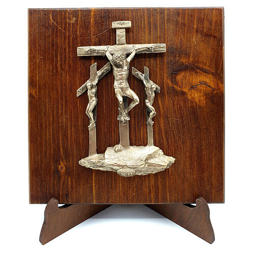 Way of the Cross with 14 stations, bronze on wood, 7 cm 12