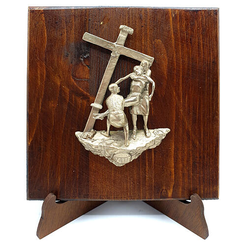 Way of the Cross with 14 stations, bronze on wood, 7 cm 13