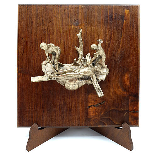 Vía Dolorosa 14 estaciones sobre madera bronce Vía Crucis 7 cm 11