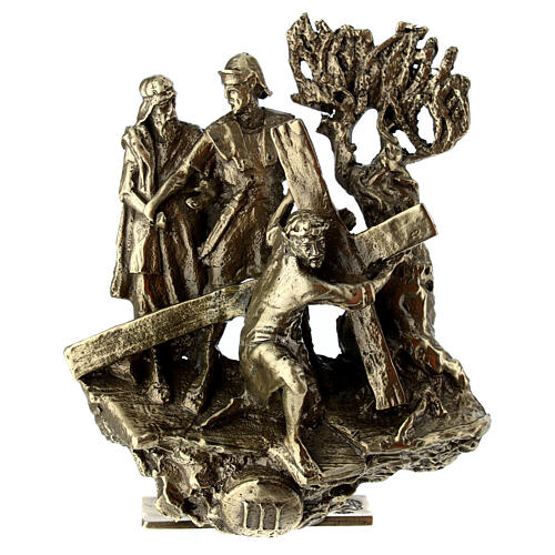 Vía Crucis bronce 14 estaciones pie Vía Dolorosa 14 cm 4