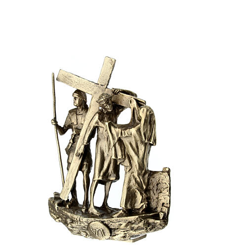 Vía Crucis bronce 14 estaciones pie Vía Dolorosa 14 cm 9