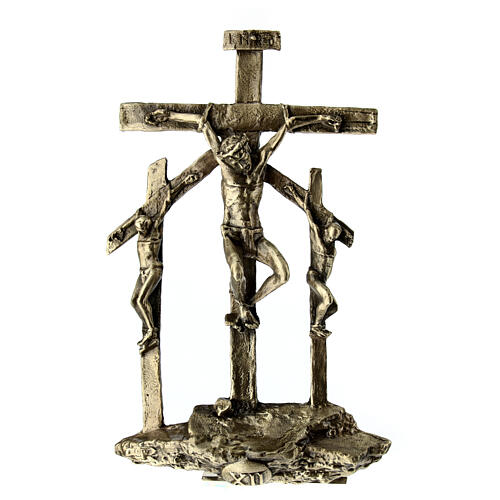 Vía Crucis bronce 14 estaciones pie Vía Dolorosa 14 cm 16