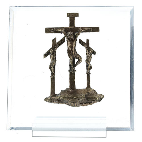 Way of the Cross, 14 stations of bronze on plexiglass, 14 cm 13